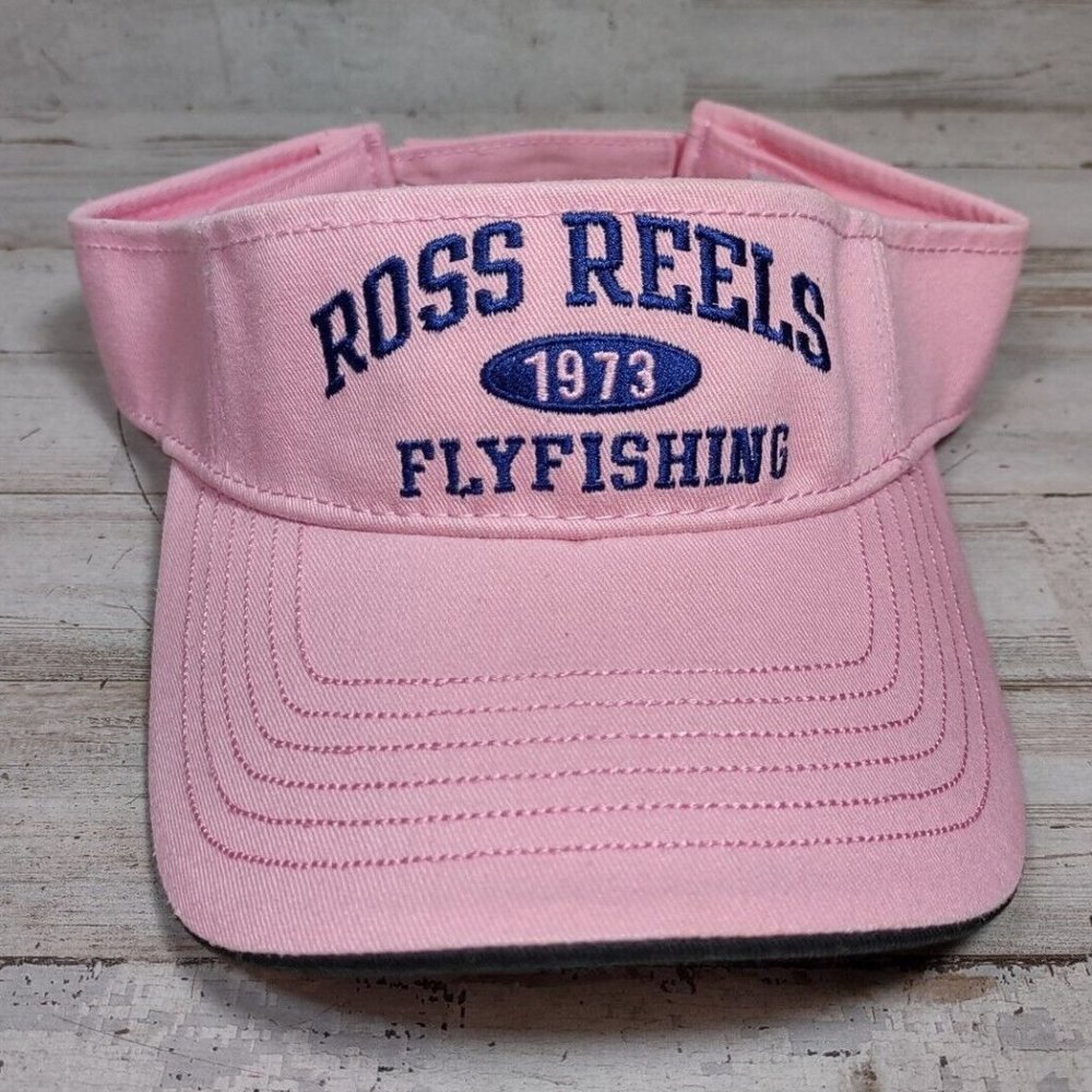 Ross Reels Flyfishing 1973 Collegiate Visor Hat Parrot Pink Fishing Unisex